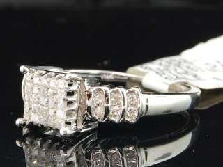   WHITE GOLD PRINCESS CUT DIAMOND ENGAGEMENT RING BRIDAL SET  
