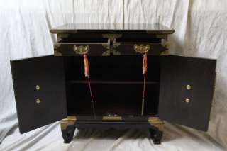 L44 VINTAGE CHINESE TWO DOOR SQUARE CABINET ORNATE BRASS HARDWARE 