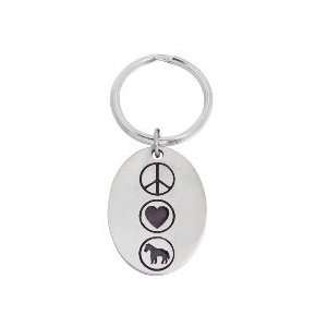  Peace Love Horse Oval Keyring   Sterling Jewelry