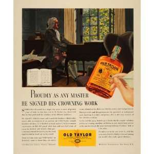  1936 Ad Old Taylor Bourbon Whiskey Liquor Bach Piano 