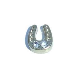  Horse Shoe with Crystal Floating Charm for Heart Lockets Jewelry