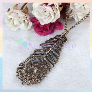 Vintage Asian Tribal Peacock Feather Pendant Necklace  