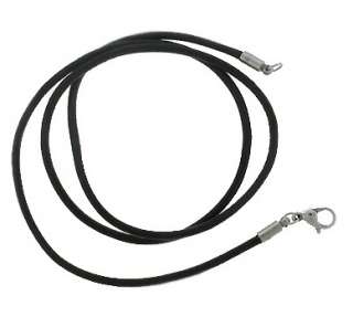 Black Leather Cable Necklace  