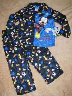 MICKEY MOUSE Clubhouse Blue Flannel Button up Coat Pajamas Pjs sz 3T 
