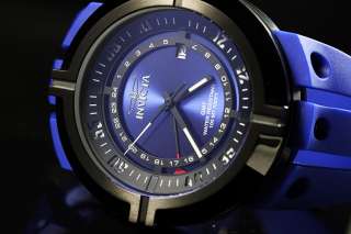   Force Contender Swiss GMT Black IP Blue Polyurethane Watch NEW  