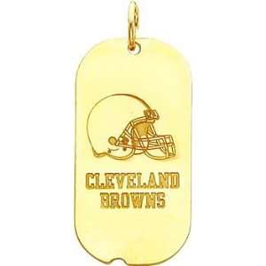  14K Gold NFL Cleveland Browns Logo Dog Tag Charm: Sports 