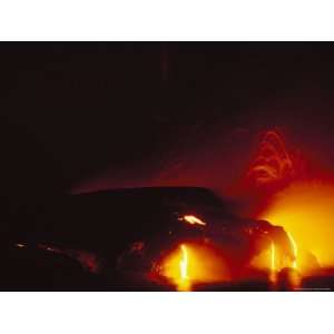 Molten Lava Creates a Light Show at Night on the Big Island of Hawaii 