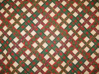   Joan Messmore Quilting Fabric Christmas Woven Red Green Gold  