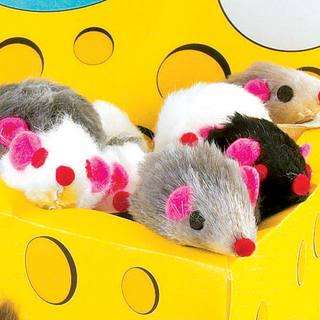 10 Zanies Furry Cat Mice Rattle Toys 3 Size Rabbit Fur  