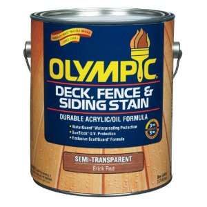 Olympic Semi Transparent Deck, Fence and Siding Oil Stain in Brick Red 