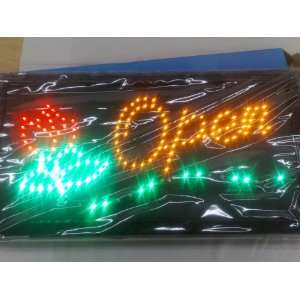  led open sign with beautiful flower
