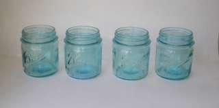 Lot of 4 1990 Blue Ball Mason 1/2 One Half Pint Jars  