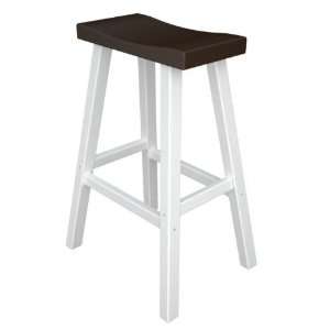   Outdoor Bar Stools   White with Espresso Brown Seat Patio, Lawn