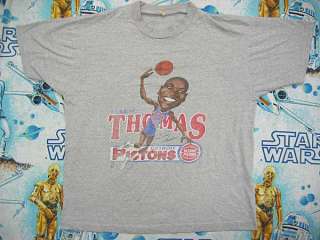   THOMAS 80s CARICATURE t shirt L Detroit Pistons distressed nba  