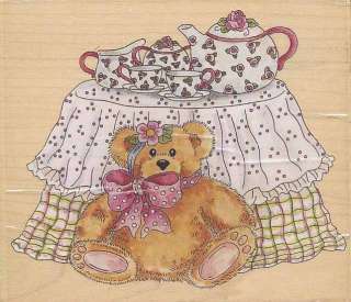 Stamps Happen Tea Party Teddy Bear Rubber Stamp  
