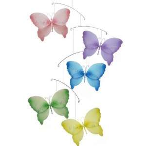 Pink Purple Yellow Blue Green Crystal Butterfly Mobile Decorations 