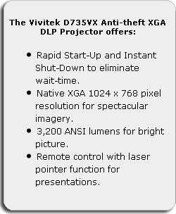   : Vivitek D735VX 3200 Lumen XGA Anti Theft DLP Projector: Electronics