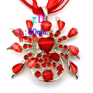   Wedding Fashion Red Spider Gemstone Necklace Pendant Earrings Set