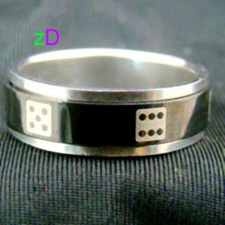   Mens Dice Style Stainless 316L Steel Spin Ring Fashion Jewelry  