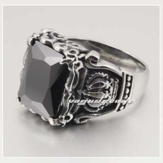 Cool Claw Black CZ Fleur De Lis 316L Stainless Steel Ring L033  