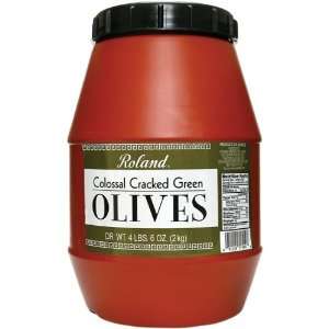 Roland Cracked Green Olives from Greece, 4 lb. 6 oz. Dry Weight in 