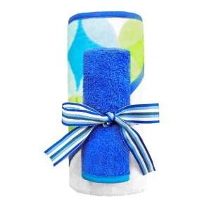    American Terry Bubbles blue hooded towel set
