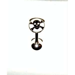  Skull And Crossbones Logo Tongue Ring 