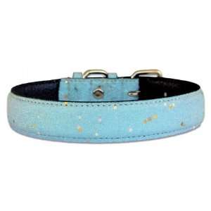    12 Blue Bling Bling Glitter leather dog collar