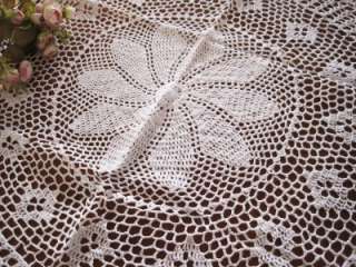 Elegant Hand Crochet Cotton Round Table Cloth WHITE  