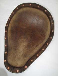 Distressed Leather Seat Copper Rivets Harley Chopper  