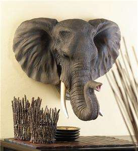 Huge AFRICAN ELEPHANT Head Statue/Sculpture WALL PLAQUE  