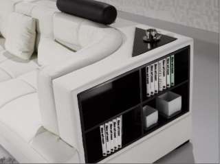 117 Sectional Sofa Modern WHITE LEATHER bookshelf BIG  