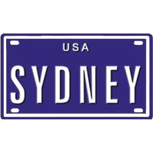 SYDNEY USA MINI METAL EMBOSSED LICENSE PLATE NAME FOR BIKES, TRICYCLES 