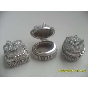   : Set of 3 White Pearl  Silver Trinket/ Jewelry Boxes: Home & Kitchen