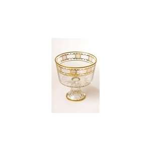  Italian Crystal Trifle Bowl with Hand Painted Gold Artwork 
