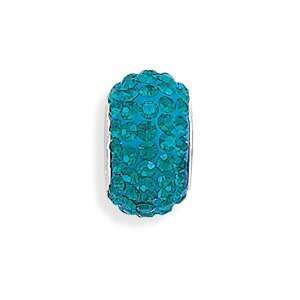    Sterling Silver Blue Pave Crystal Bead West Coast Jewelry Jewelry