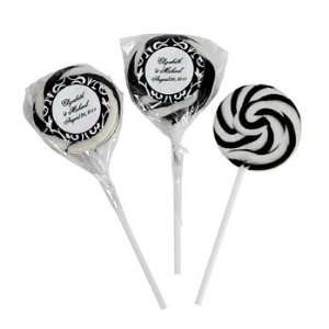 Personalized Black & White Swirl Pops   Suckers & Pops
